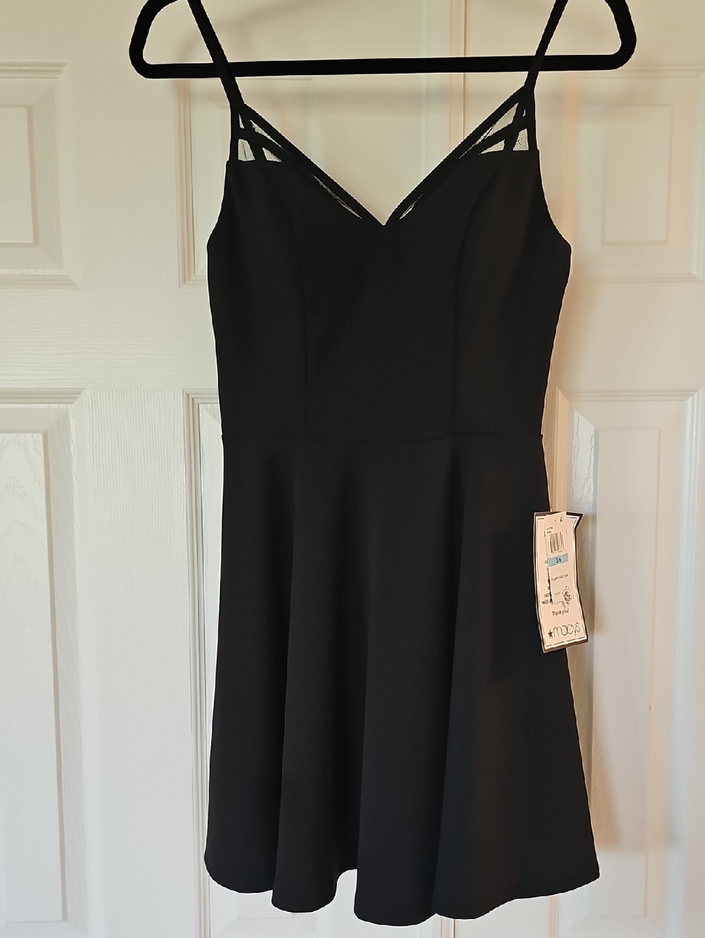 B Darlin Black Strappy V-Neck Skater Mini Dress